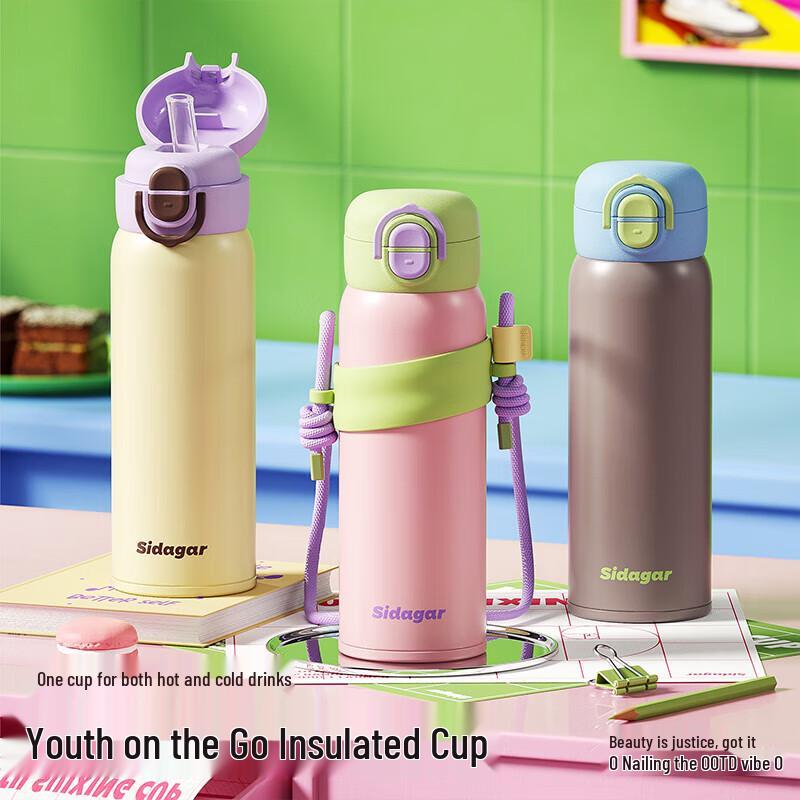 Shidajia 500ml Insulated Portable Straw Tumbler