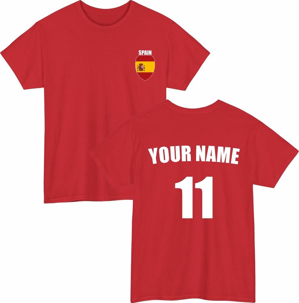Personalised Spain Football TShirt Custom Name And Number Sports Lover Top S