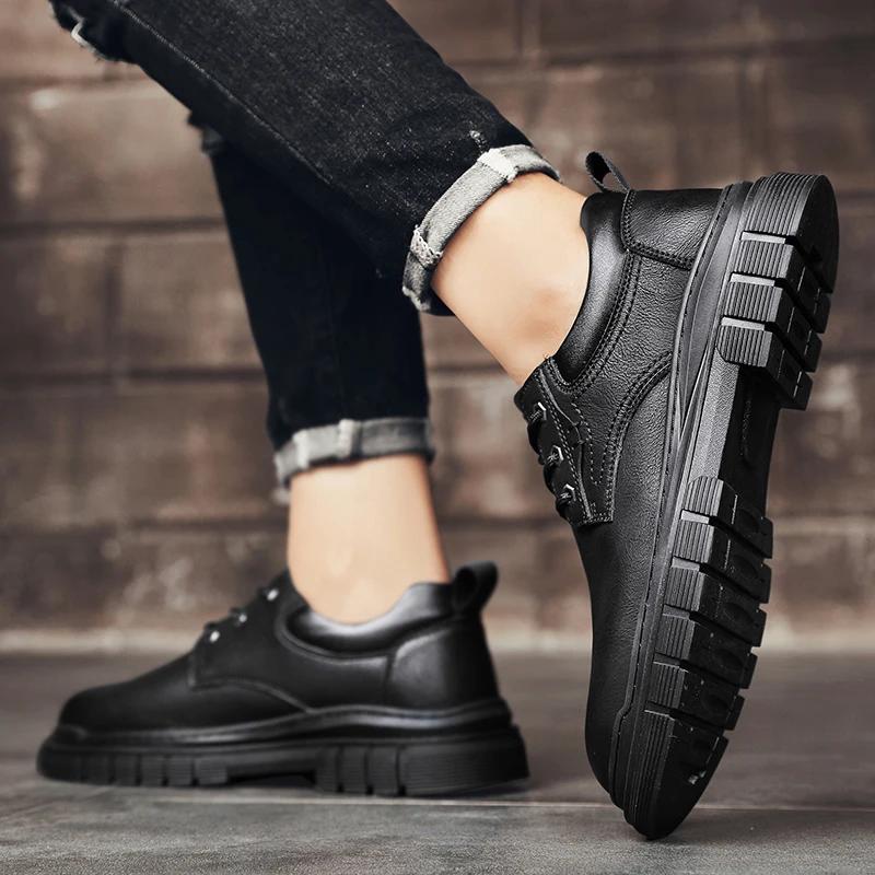 Fashion Men Shoes lace up New Winter Genuine Leather Casual Shoes Fashion Business Oxford Shoe men Designer office Work Shoes