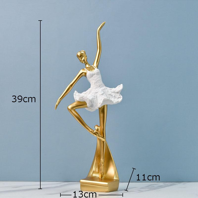 Gold-plating Ballet Dancer Character Statue Desk Decoration Ballerina Artwork Figures Resins Sculpture Room Aesthetic Decor