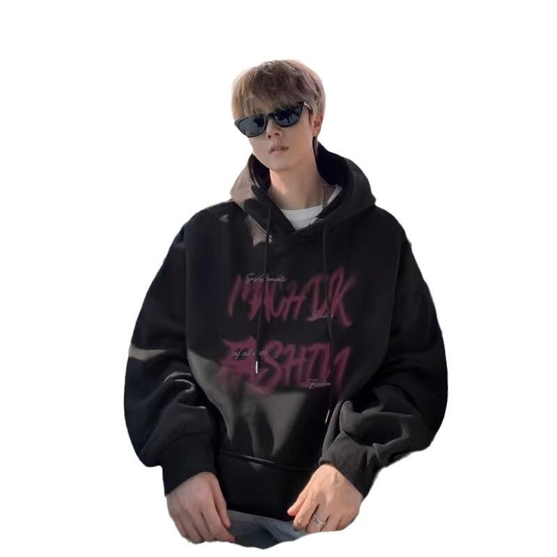 Heavy plus size long-sleeved hooded sweater men's 2025 new trendy high street jacket oversize casual clothes