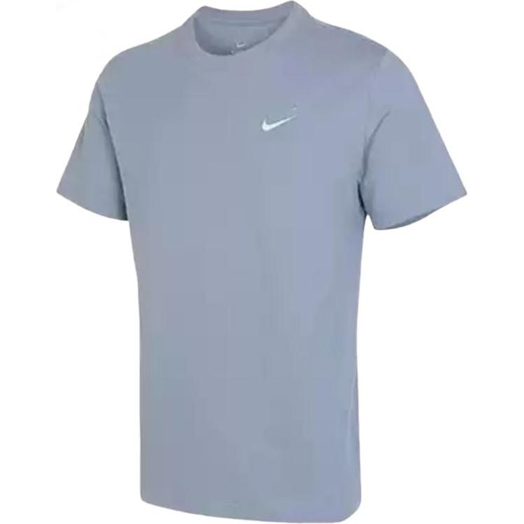 Nike Logo Print Crew Neck Short Sleeve T-Shirt With Drop Shoulder Men Tops Blue FV8405-493