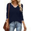 2025 A/W Women's Deep V-neck Color Block Knit Long Sleeve Pullover Sweater