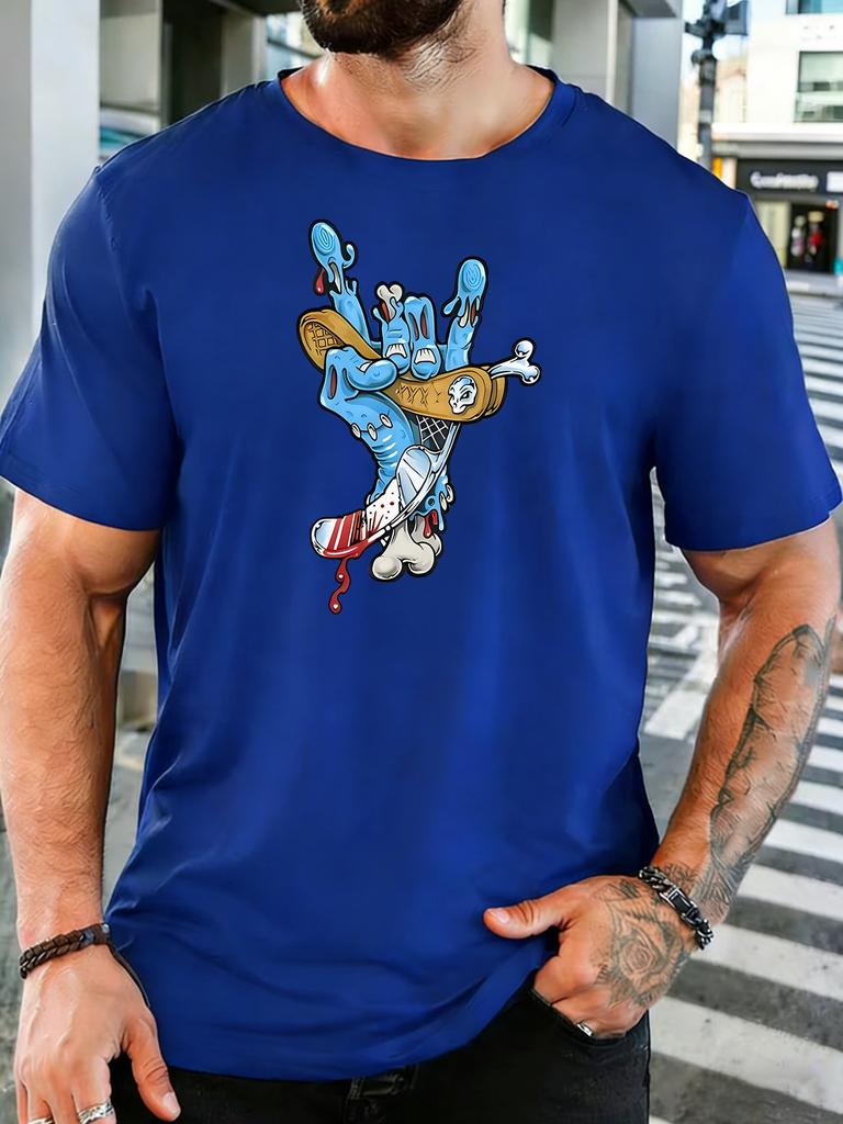 Unisex Crew Neck Tee Street Style Zombie Hand Skateboard Graphic Print Short Sleeve Top Summer Loose Soft Casual Basic Daily Wear