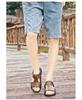 Large Summer Leather Cross-Strap Sandals, Sizes 45-46, Non-Slip Soft Sole Beach Flip-Flops for Men