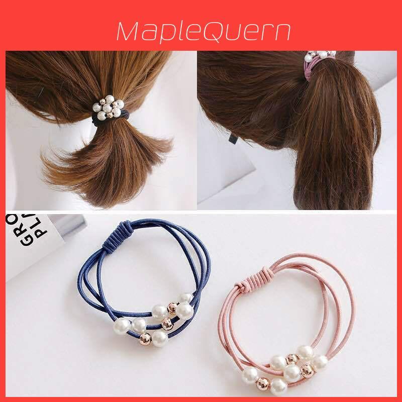 Korean Version Of The Three-strength Rubber Band High-elastic Pearl Head Rope For Women And Girls