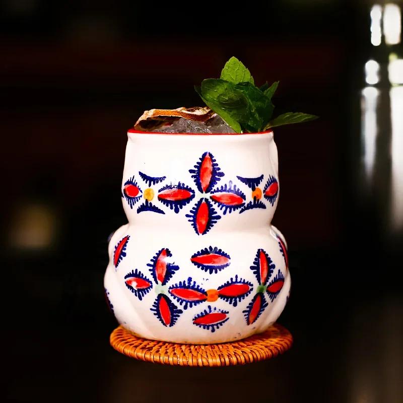 480ml Kreatives Panda Hawaii Cocktailglas Handbemalte Keramik Tiki Tasse Bar Club Party Molekulares Weinglas Eisbecher Barzubehör