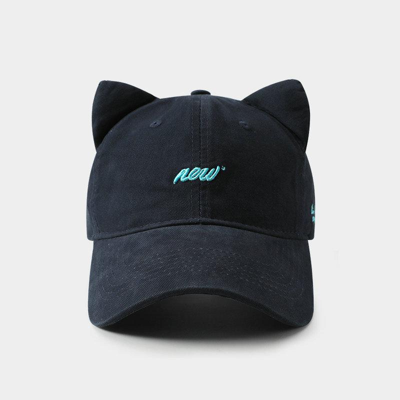 Cat Ears Baseball Cap Female Cute Letter Embroidery Sunscreen Shade Cap Fashion Versatile Adjustable тёмно-синий