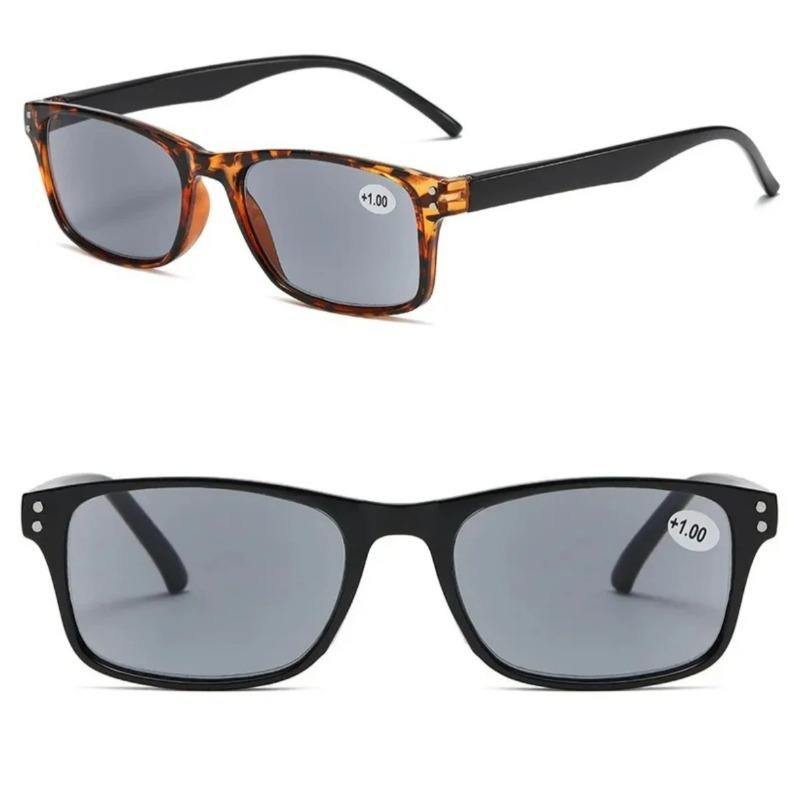 Fashionable High-Definition Black Gray Lens Square Small Frame Rice Nail Reading Glasses New Uv Resistant Sun Presbyopia Glasses