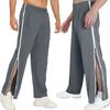 Mid-Rise Men Sweatpants Elastic Waistband Pockets Splicing Color Wide Leg Side Zipper Tear Away Basketball Pants