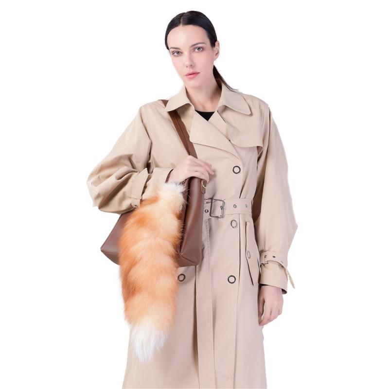 Set of 3 Oversized Faux Furs Keychains Halloween Foxes Tail Key Chain Elegant Bag Decoration Car Accessories