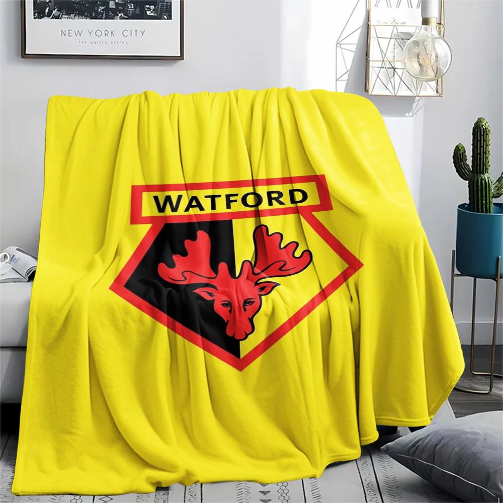 1PC Watford FC Print Flannel Blanket, High quality Comfortable for All Seasons, Home Decor, Warmth and Comfort, Perfect for Christmas Gifts