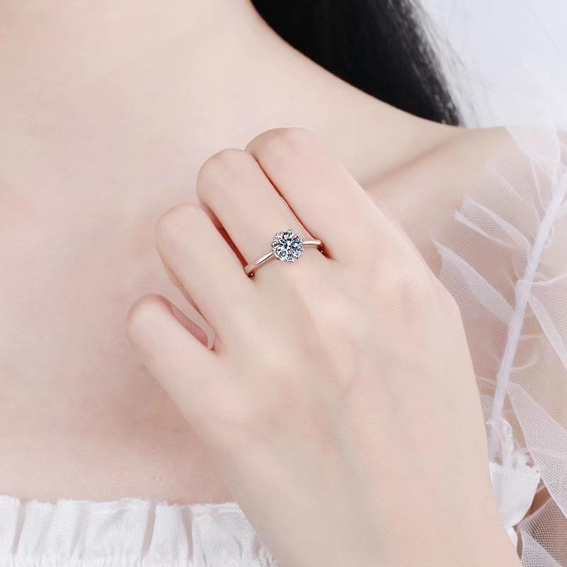 Women’s S925 Sterling Silver Snowflake Moissanite Engagement Ring, 1 Carat Diamond, Christmas Jewelry Hot Seller.