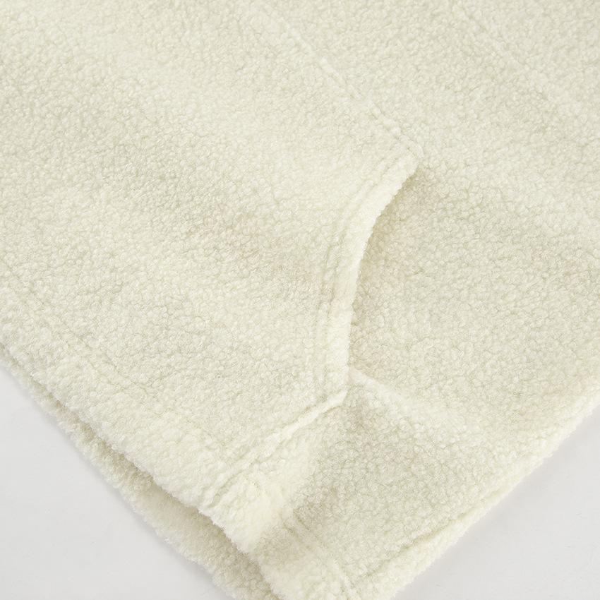 Feminino Inverno Quente Lã Pelúcia Moda Casual Manga Comprida Bolso Cordão Meio Zíper Grosso Pulôver Moletom