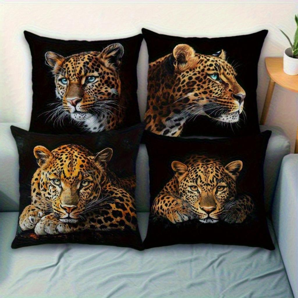 Bohemian Leo-Muster Digitaldruck Kissenbezug Kurzer Plüsch Geeignet für Wohnzimmer Schlafzimmer Sofas Dekokissenbezug