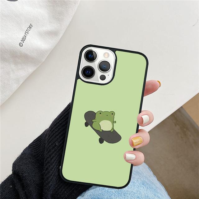 Frog Skateboard Cute Kawaii Phone Case For iPhone 17 Air 15 16 Cover  11 13 14 Pro Max 12 Plus Max Fundas