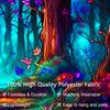 2D Blacklight Forest Tapestry, UV Reactive Neon Fantasy Tree Wall Hanging