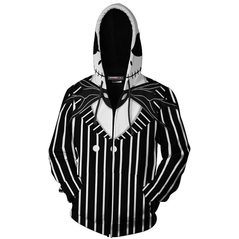 

Кошмар перед Рождеством Джек Скеллингтон 3D Косплей Костюм Худи Куртка XL