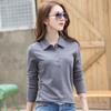 Women's Spring and Summer Bamboo Cotton T-shirt Simple Cotton Large Size Women's Lapel Top Polo Thickened Bottoming Shirt