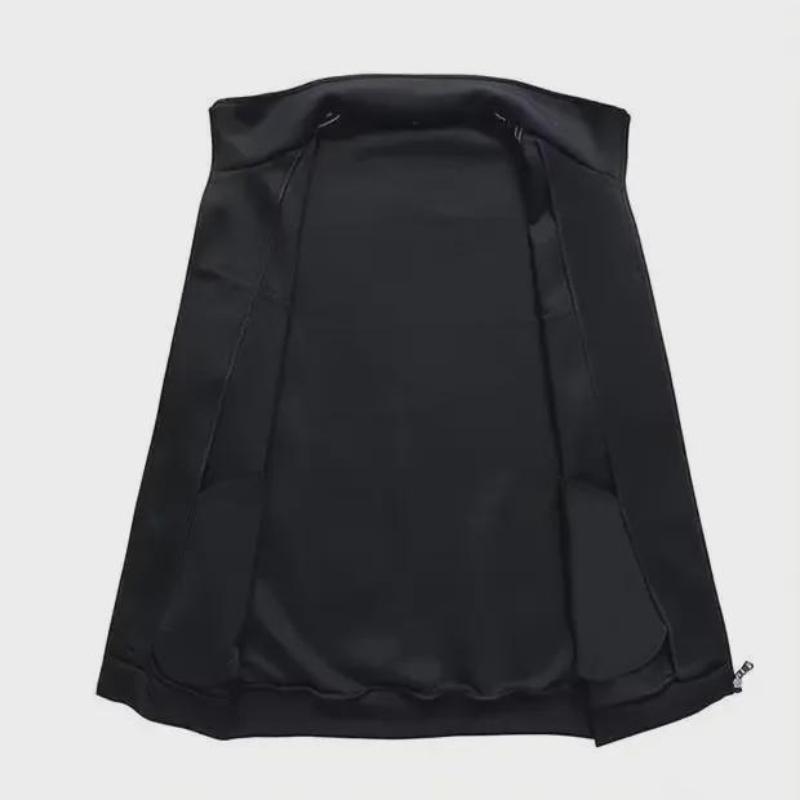 Spring and Autumn Large Casual Three-Bar Sweatshirt - Stand-Up Collar Solid Jacket