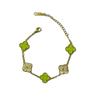 18k Gold 13mm Clover & Diamond Five-Flower Bracelet - Women's Simple, Versatile, Non-Fading Fashion Accessory