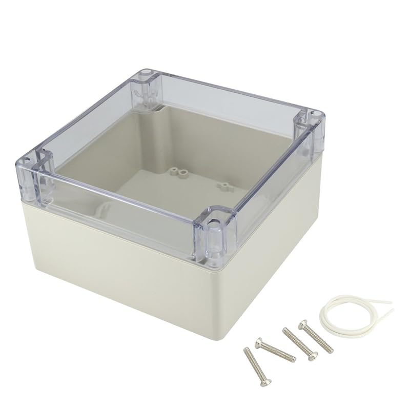 ABS Plastic Junction Box, Dustproof Waterproof IP65 Electrical Box - Universal Project Enclosure Grey, with PC Transparent/Clear Cover
