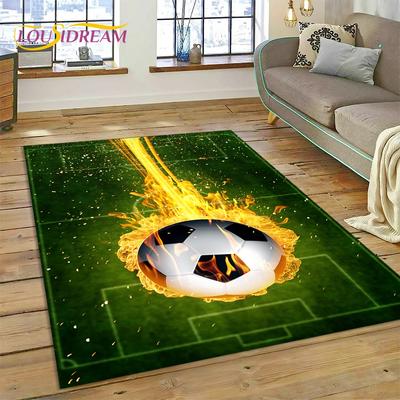 3D Soccer Football Field Carpet Rug for Bedroom Living Room Home Sofa Decoration,Children Play Game Large Decor Floor Mat Gift