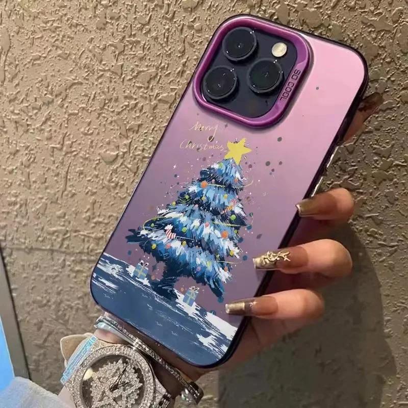 New Christmas Tree New Year Gift Phone Case For iPhone 15 14 11 12 13 Pro Max X XS XR 8 7 14 Plus Lens Protection Plating Cover
