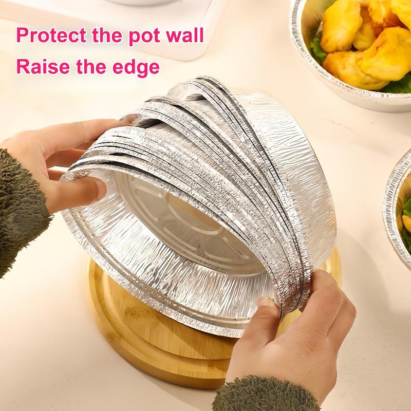 20PCS Air Fryer Special Aluminum Foil Tin Foil Tray One-time Thickened Circular Household Dessert Baking Barbecue Tin Paper Box