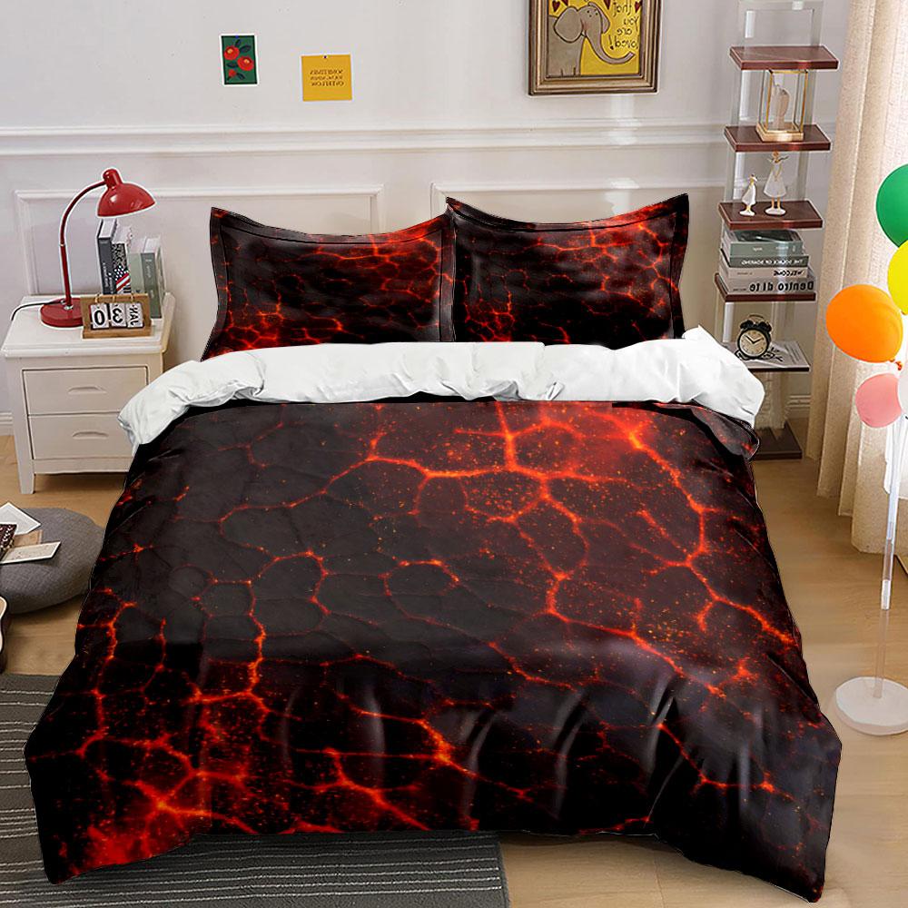 Fiery Lava Cracked Design Set Bedding Duvet Cover Set Duvet Cover Pillowcases (1 * Duvet Cover 2 * Pillowcases, without duvet insert)