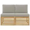 2 Piece Outdoor Center Sofa Solid Acacia Wood White