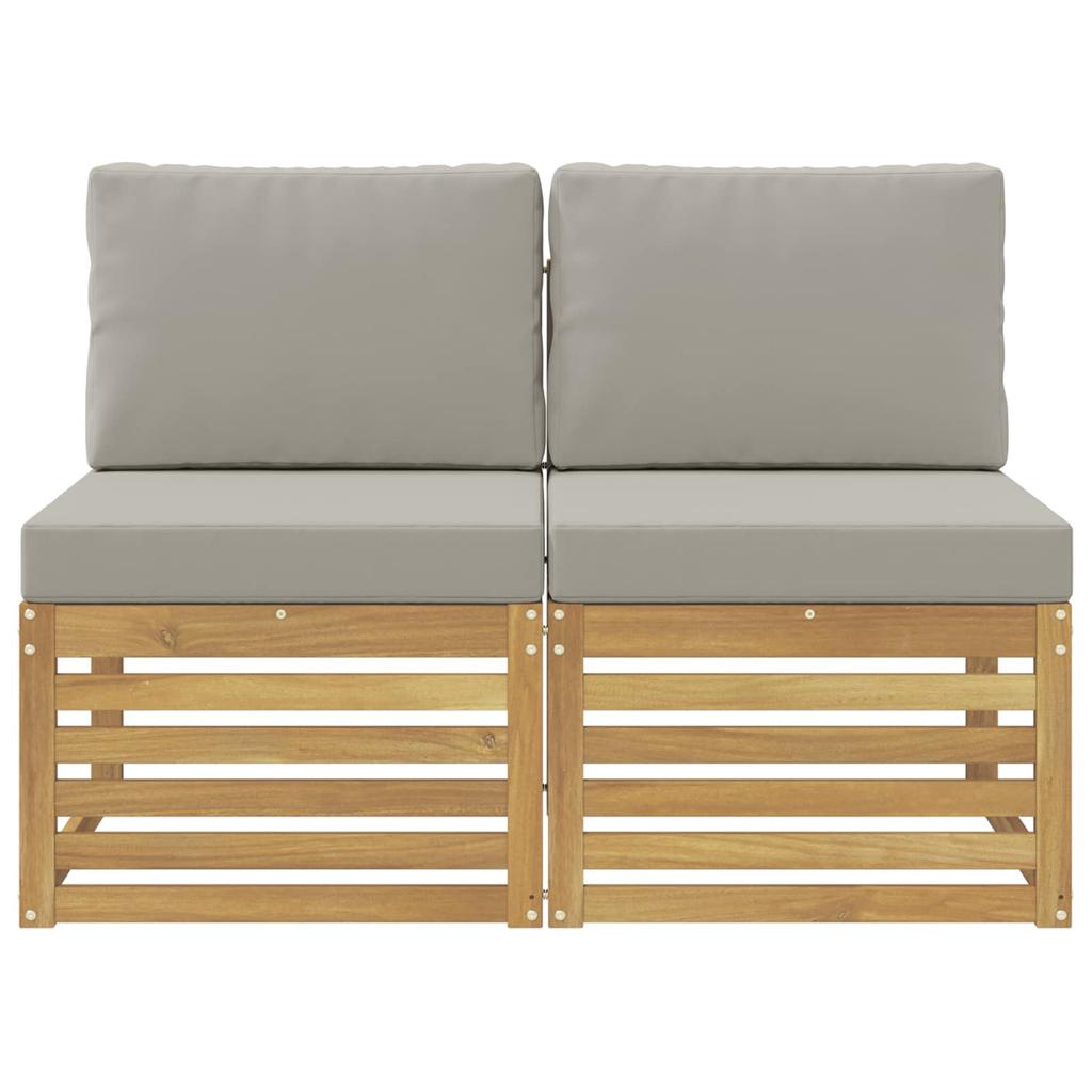 2 Piece Outdoor Center Sofa Solid Acacia Wood White