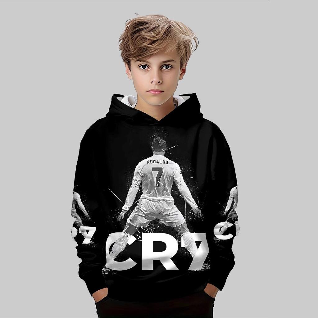 Autumn 3D Football Printed Hoodies Fashionable Casual Sports Long Sleeved Children's Boy Hooded Sweatshirts