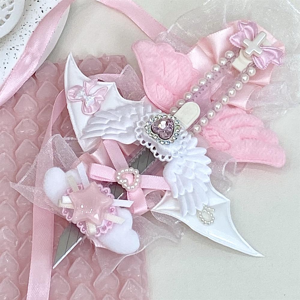 Carino rosa Zampa di Gatto Ali d'Angelo taglierino artistico Mini taglierino multiuso Apribuste retrattile Portatile Carino Apribuste Strumento per tagliare la carta