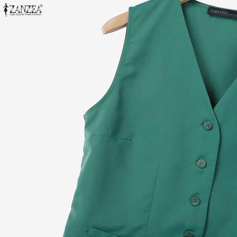 ZANZEA Women Sleeveless Vest Tops and Pants Summer Two Piece Suit Sets