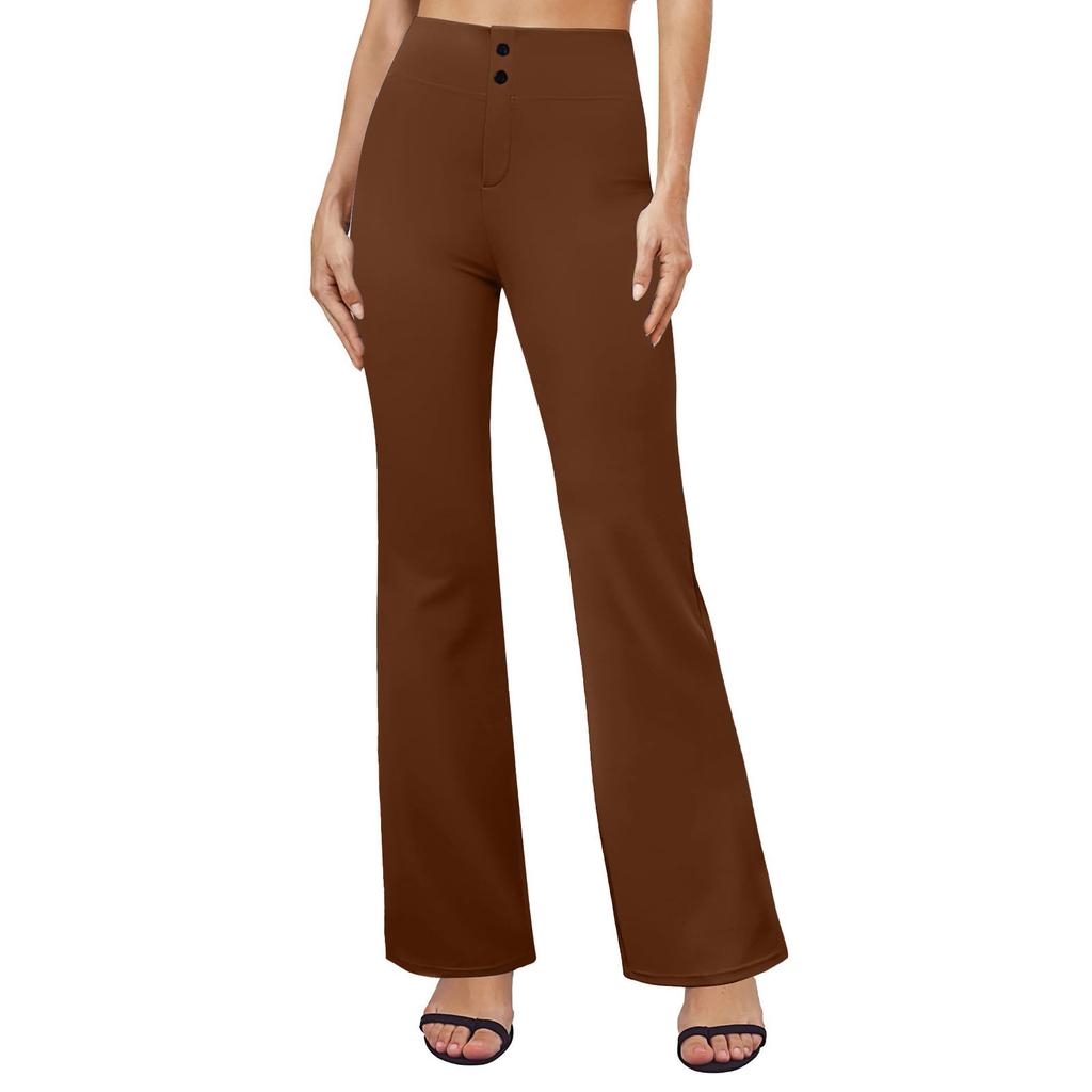Women's Pants Summer Casual High-waisted Flare Work Pants With Pockets  Casual Pants
