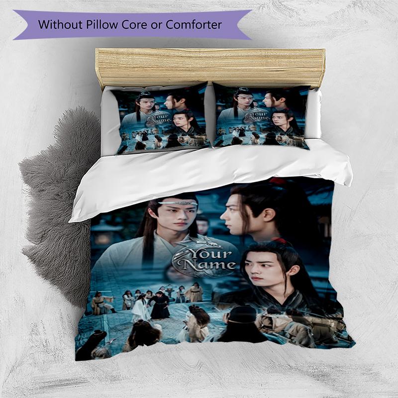 3pcs Custom Name Printed Bedding Set Duvet Cover Closure Includes 1 Duvet Cover & 2 Pillowcases, Soft and Comfortable for All Seasons.