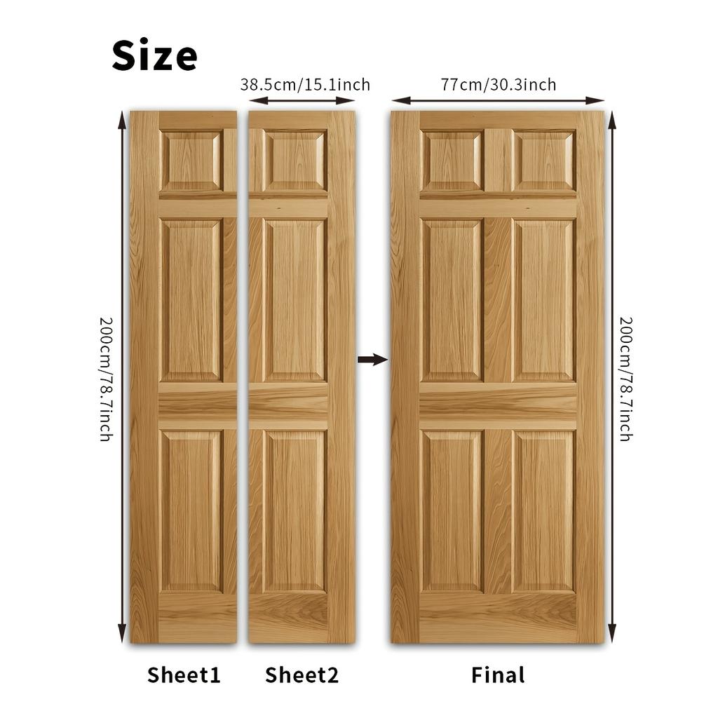 Wood Grain Door Sticker Wallpaper PVC Landscape Home Decor Furniture Vinyl Wrap Waterproof Wall Sticker Bedroom Door Decorative Film