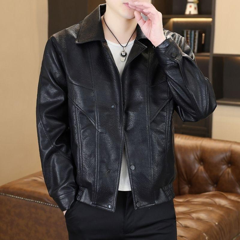 New Casual Motorcycle Men's Leather Jacket New Trendy Fashion Warm Autumn Leather Jacket