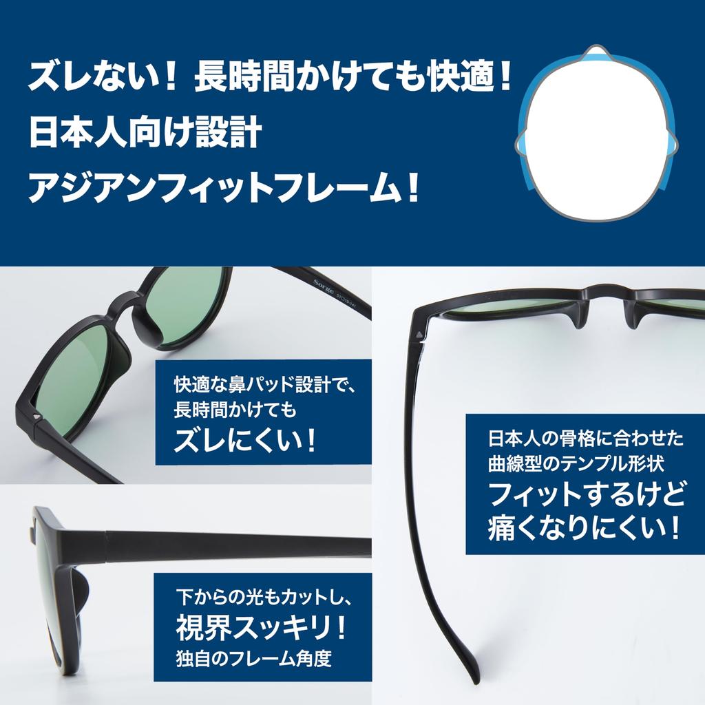 Sorge Sunglasses in sunglasses UV protection Comfortable for long hours Designed to fit Japanese people and [Sorge] (Made Sabae) Ultra-lightweight