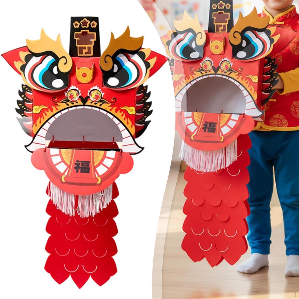 Chinese Lion Dance DIY Crafts Kit Year Decoration, Handmade Head Ornament for