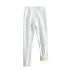 Girls' Seamless Fleece-Lined Base Layer Pants for Autumn/Winter - White Tight Pants for Kids