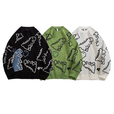 New Autumn And Winter Trendy Street Cartoon Full Printed Round Neck Sweater Hip Hop Ins Loose Versatile Sweater Sweater For Men