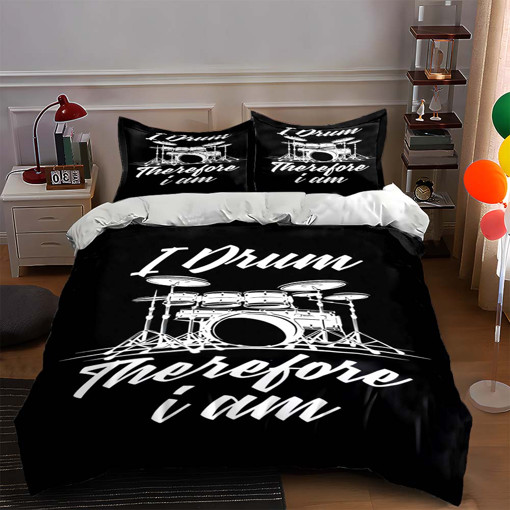 

Drum kit illustration. Bedding Duvet cover sets Duvet covers Pillowcases gifts (1 * Duvet Cover 2 * Pillowcases, without duvet insert) 135x200cm