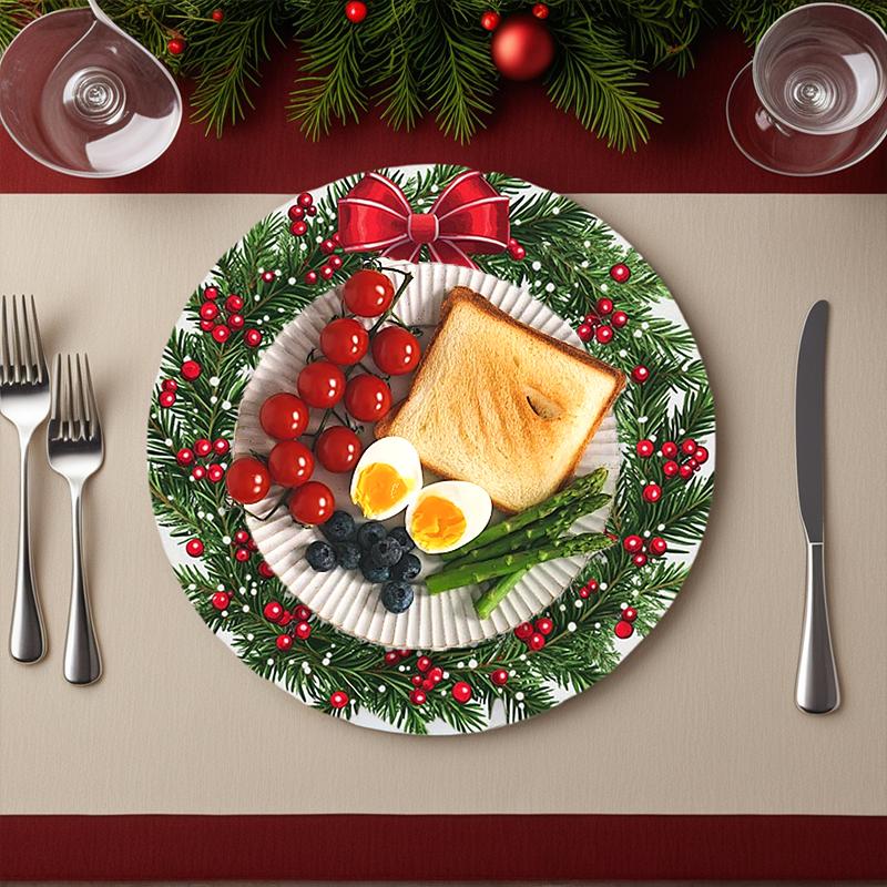 1 st Bordsunderlägg Fest Placemat Matbord Tryckt Jul Polyester Kök Rund Matbord 38x38cm