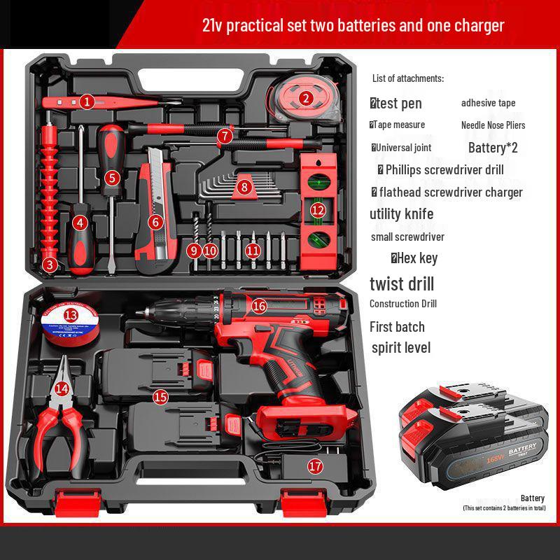 Cordless Multifunctional Drill Set: Electrician & Carpenter Repair Kit with Lithium Battery