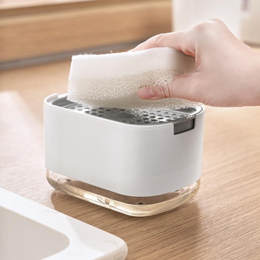 

Manually Press The Soap Dispenser Box Kitchen Desktop Stainless Steel Cloth Rack Soap Box for Detergent Dispenser Storage Rack чорний