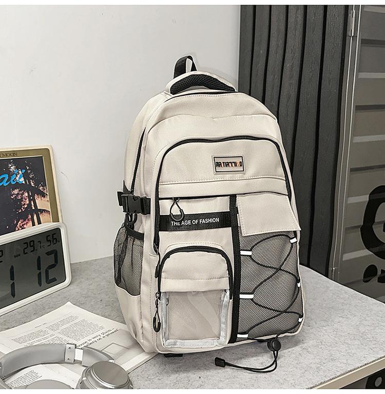 Schoolbag New High-value Korean Ins College Style Solid Color Simple Backpack Junior High School Students Lightweight Large-capacity Backpack