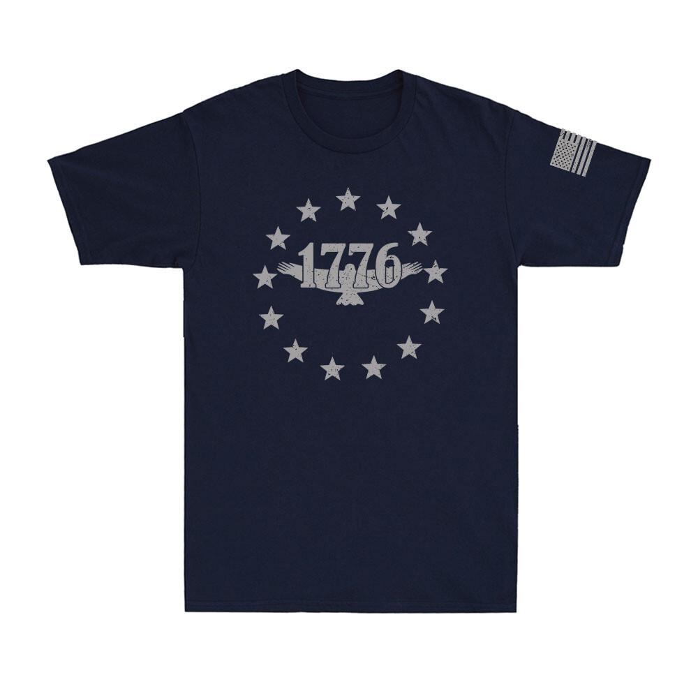 Usa 1776 Distressed Patriotic Tshirt American Flag Vintage Unisexs Tshirt