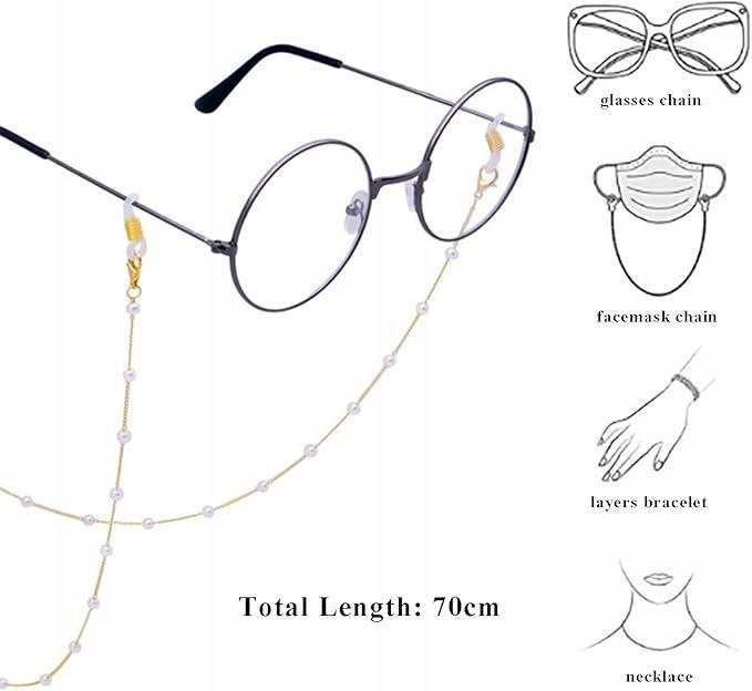 nuluxi Set of 4 Women's Glasses Chains Gold/Silver